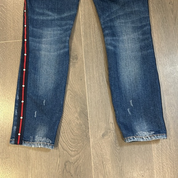 Cambio Modern Rise Liu Distressed Jeans with Red Stripe Seams Women size 8 - Picture 8 of 16